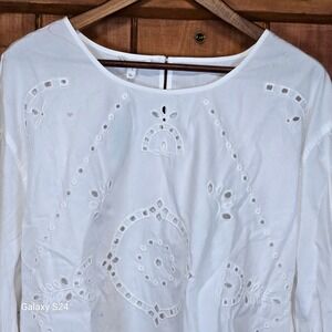 Maurices White Eyelet Lace Long Sleeve Blouse Top Plus Size 3X